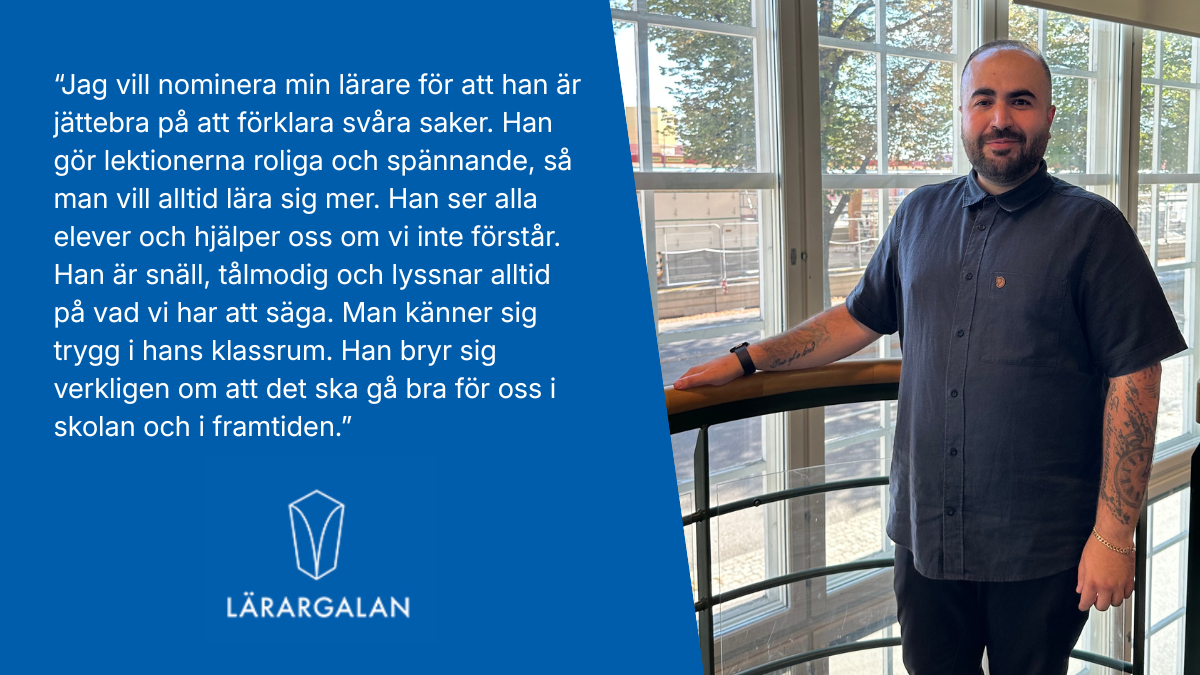 Ivan Elya, årets lärare i Västerås 2026